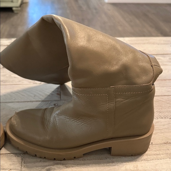 Zara Beige Chunky Knee High Leather Boots Size 6.5/37 Cabincore Cozy Minimalist - Picture 7 of 12